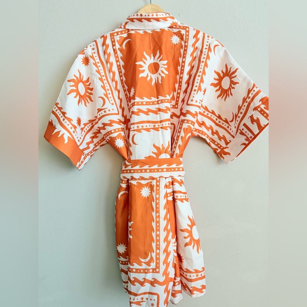 Commense Orange Patterned Oversized Women's Romper - Picture 5 of 6